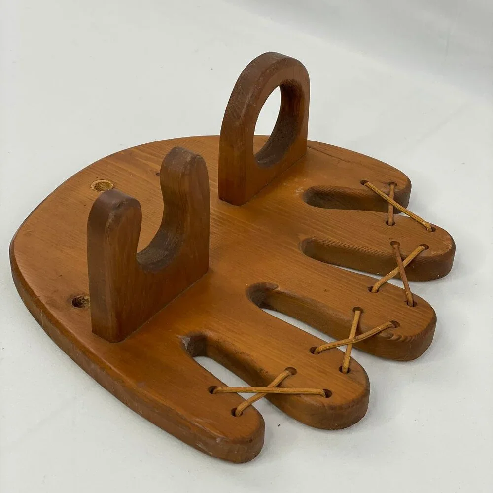 Vintage Wall Hanging Wooden Baseball Bat & Ball Display Rack Holder Mitt Glove
